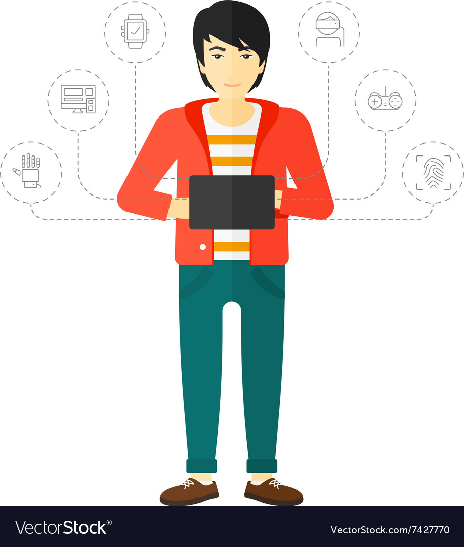 Man holding tablet computer