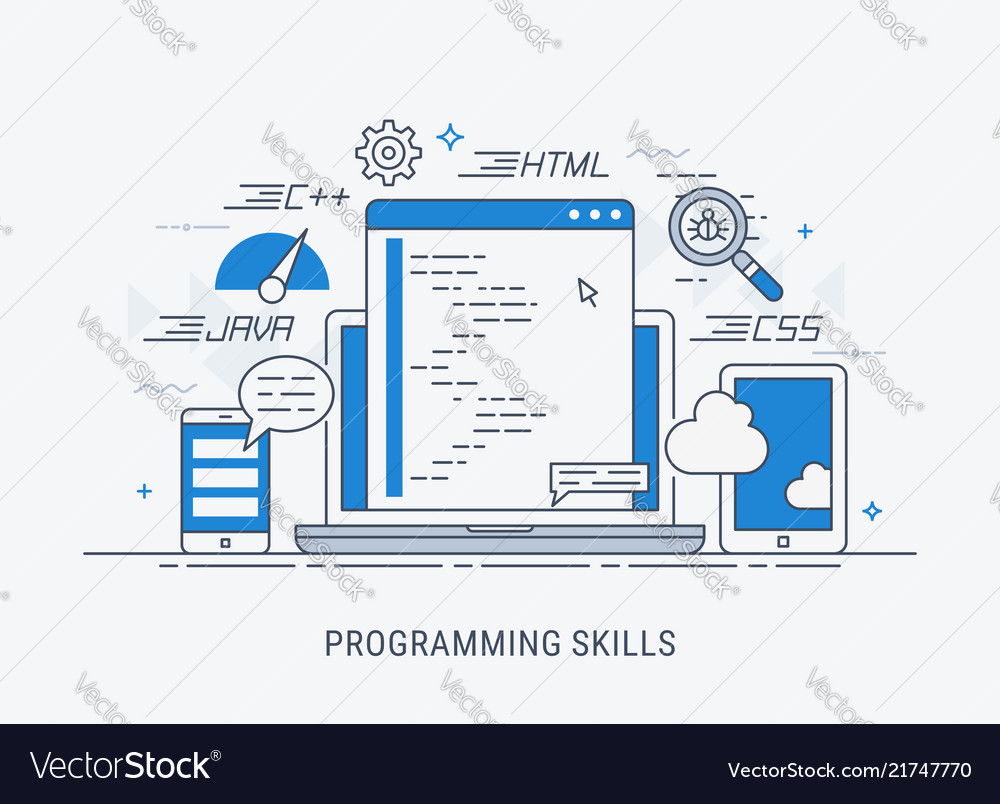 Programming skills Royalty Free Vector Image - VectorStock