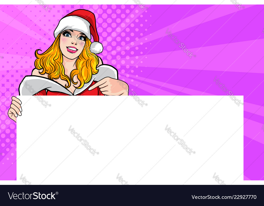 Santa Frau mit leerem Banner