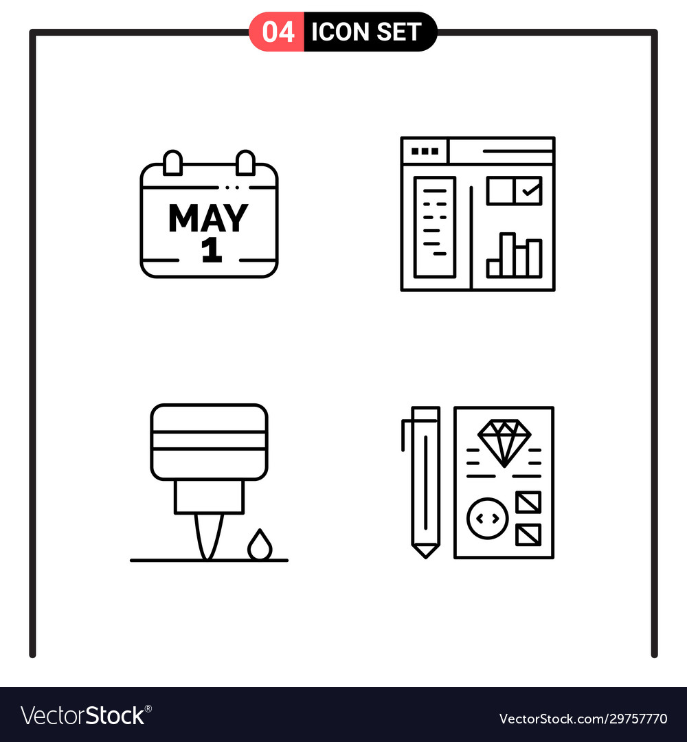 Set 4 line style icons for web and mobile vector image Set 4 line style icons for web and mobile