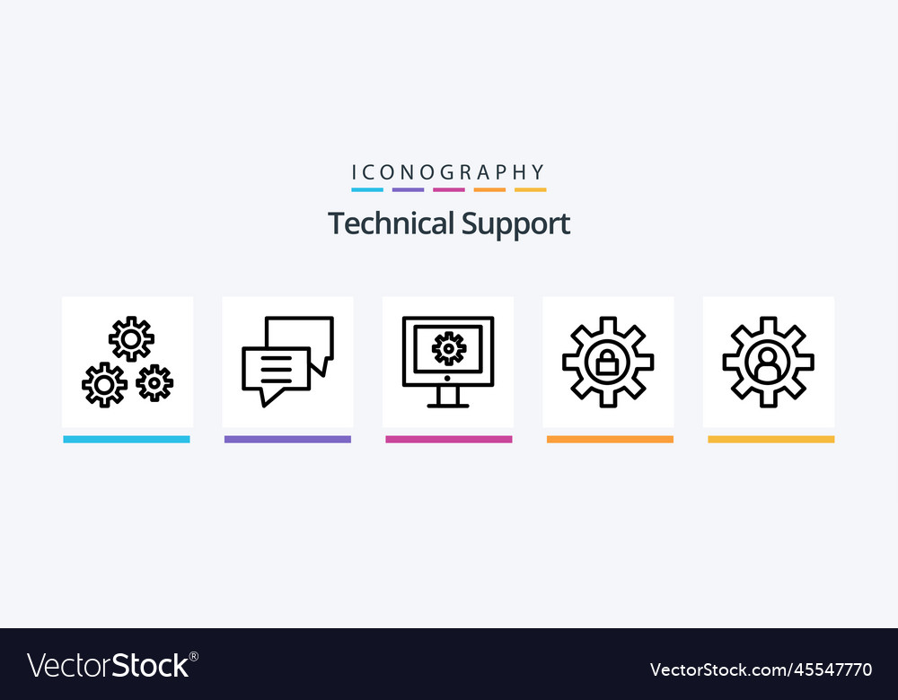 Technical support line 5 icon pack including text