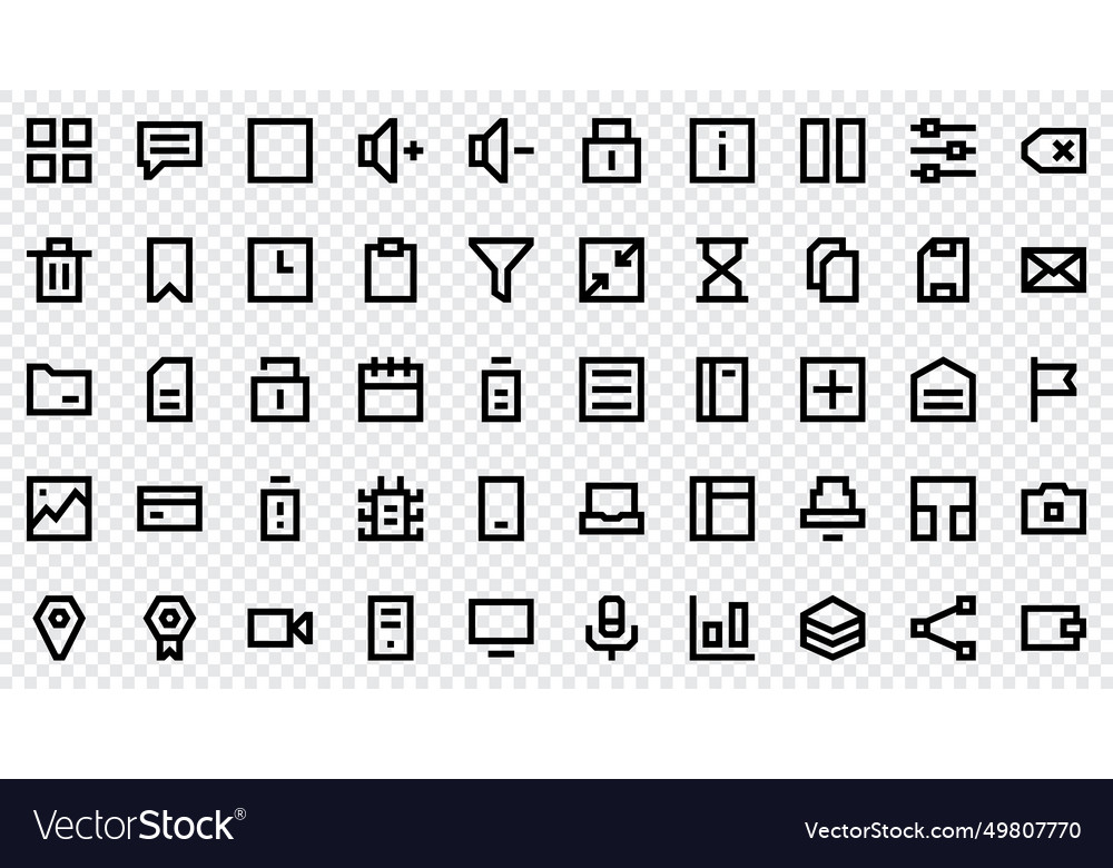 User interface set line outline icons vector image User interface set line outline icons