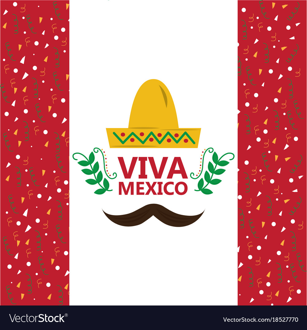 Viva mexico hat and mustache confetti decoration Vector Image