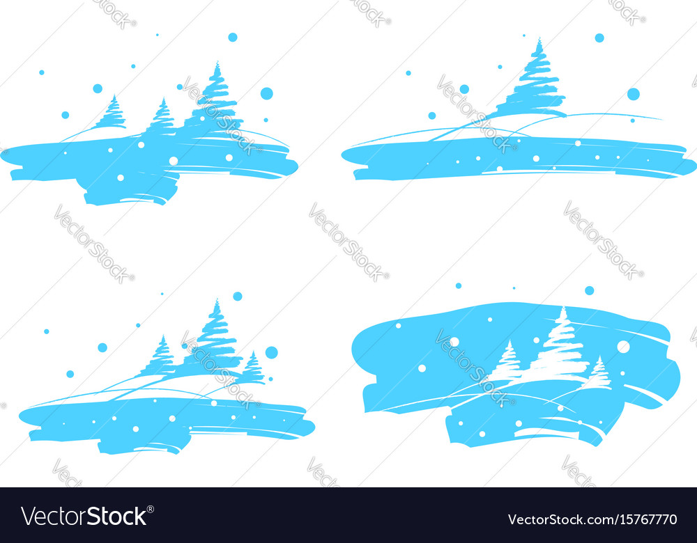 Winter Landscape Drawing Brush Royalty Free Vector Image