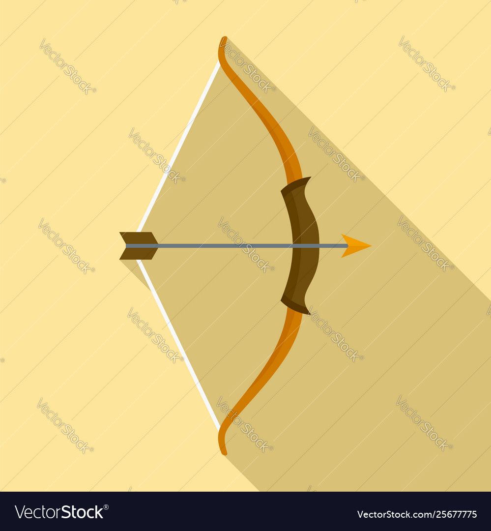 Archer bow icon flat style Royalty Free Vector Image