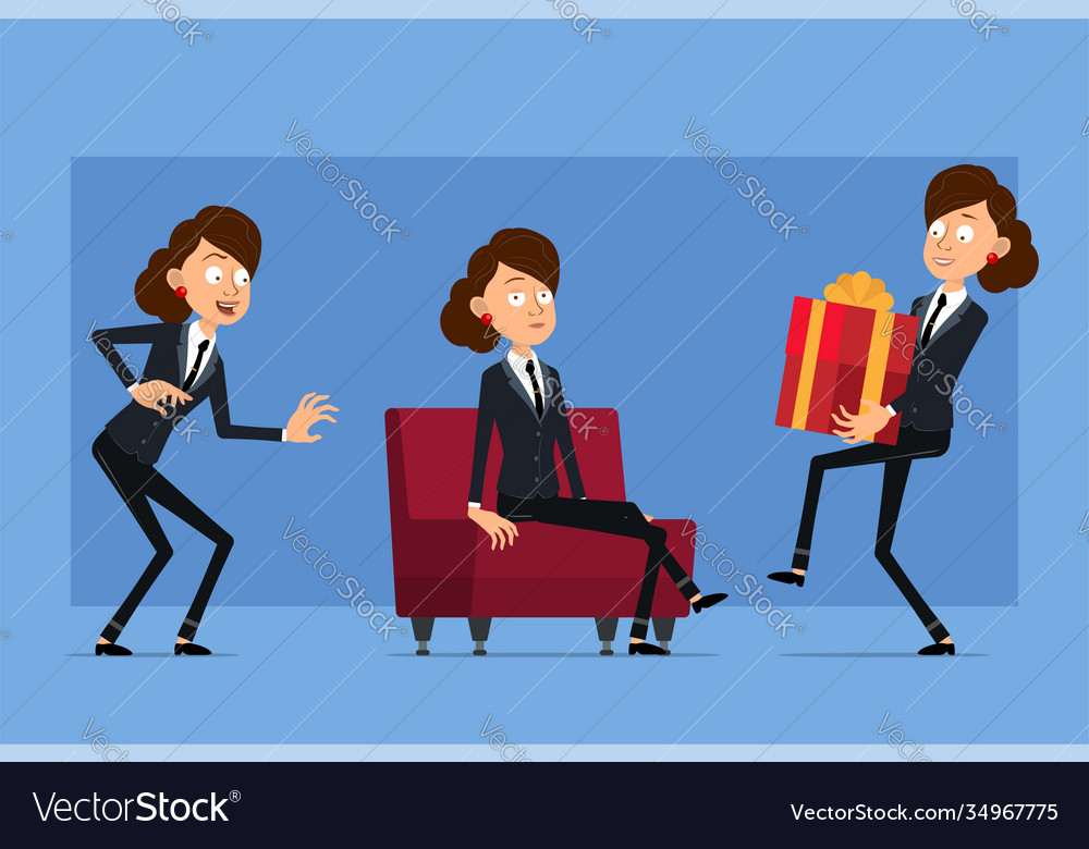 Cartoon flat funny business woman character set