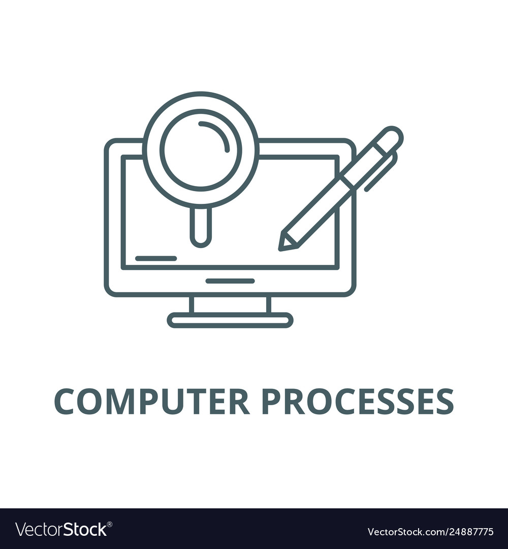 Computer processes line icon Royalty Free Vector Image