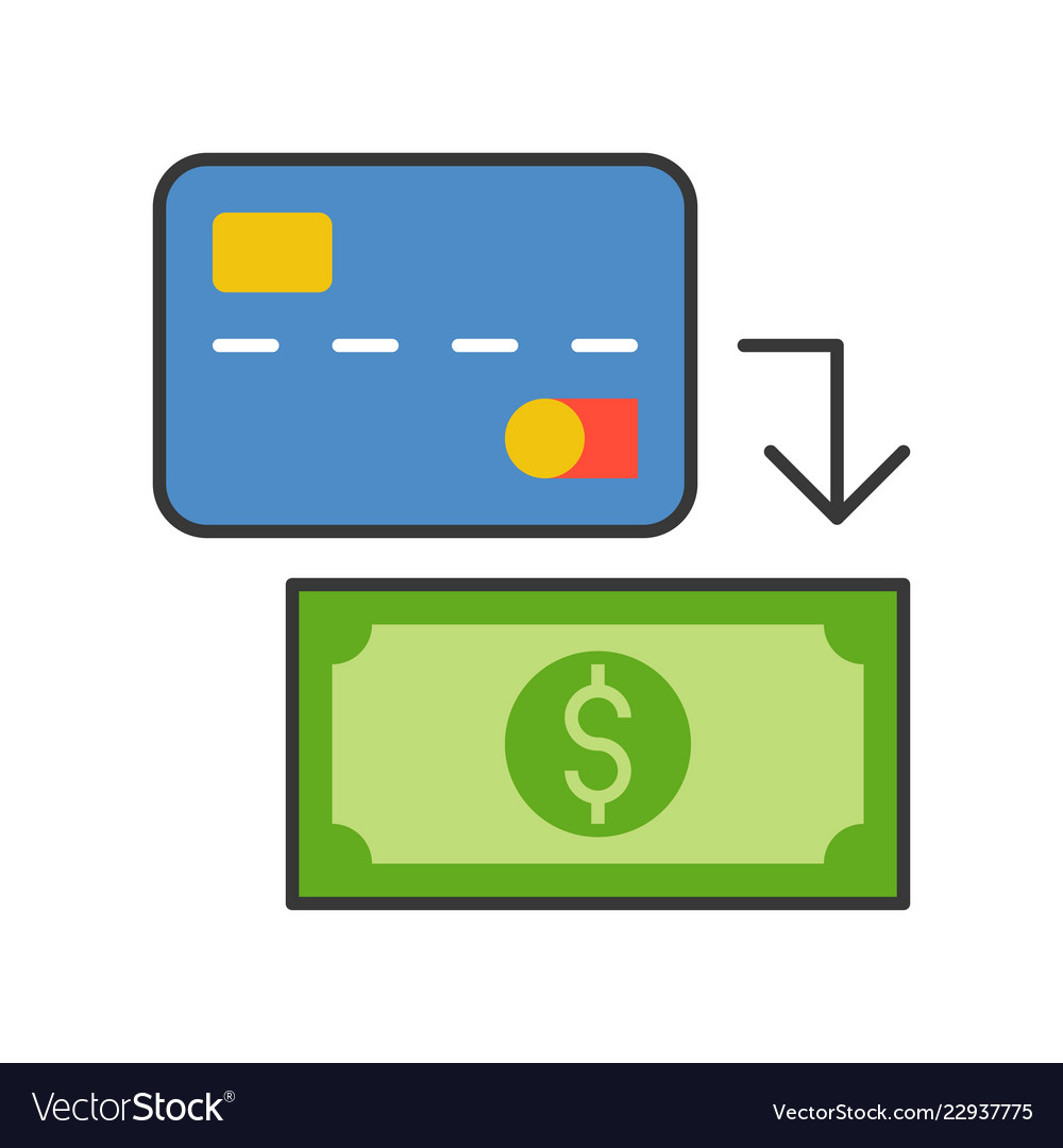 Credit card and banknote withdraw cash from