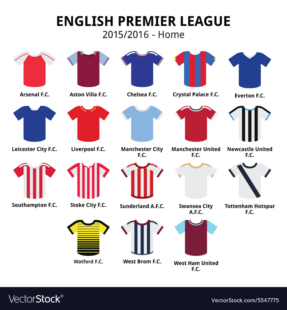 English Premier League 2015 2016 Football Icons Vector Image