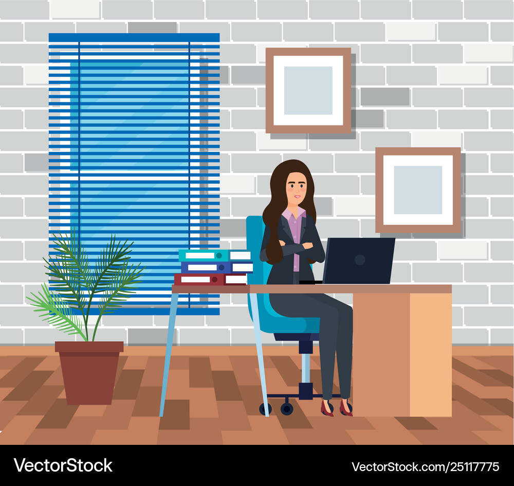Executive businesswoman in office Royalty Free Vector Image