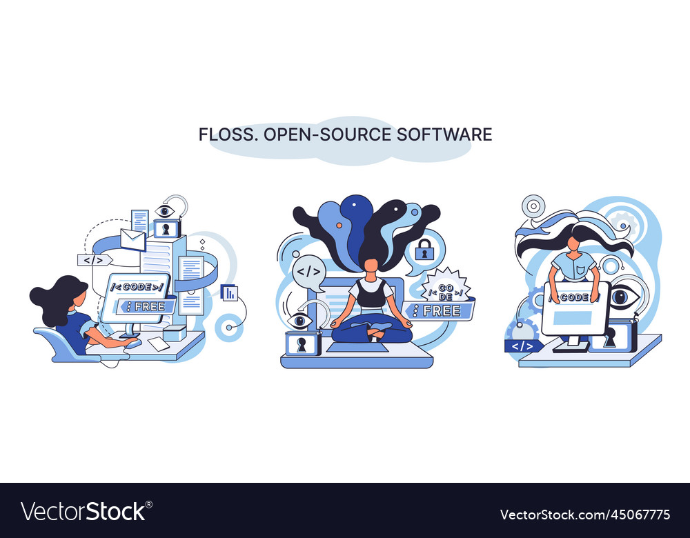 Floss open source software free product anyone Vector Image Floss open source software free product anyone