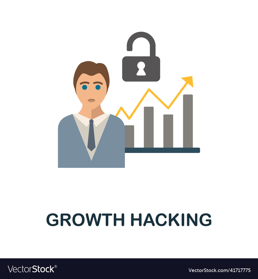 Growth hacking flat icon colored element sign vector image Growth hacking flat icon colored element sign