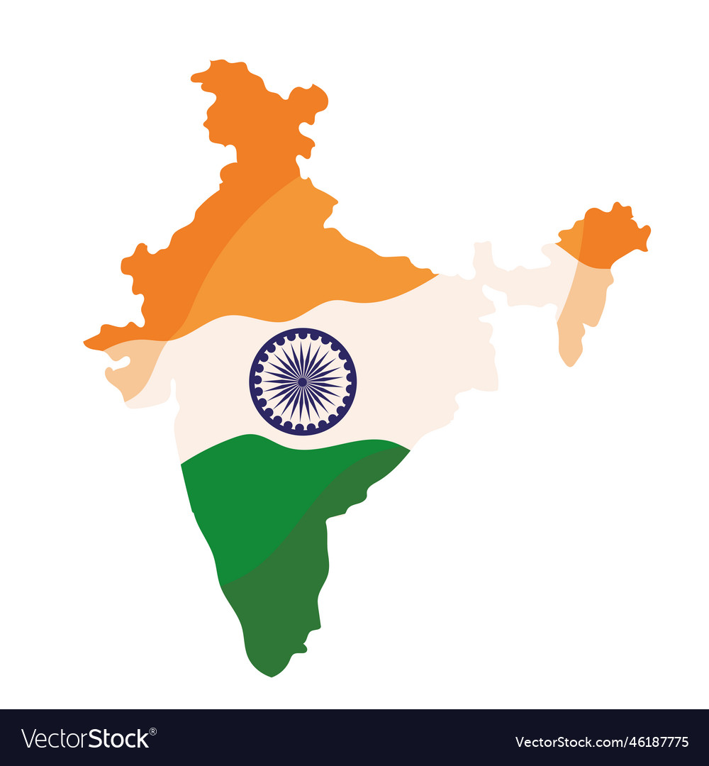 India flag in map Royalty Free Vector Image - VectorStock