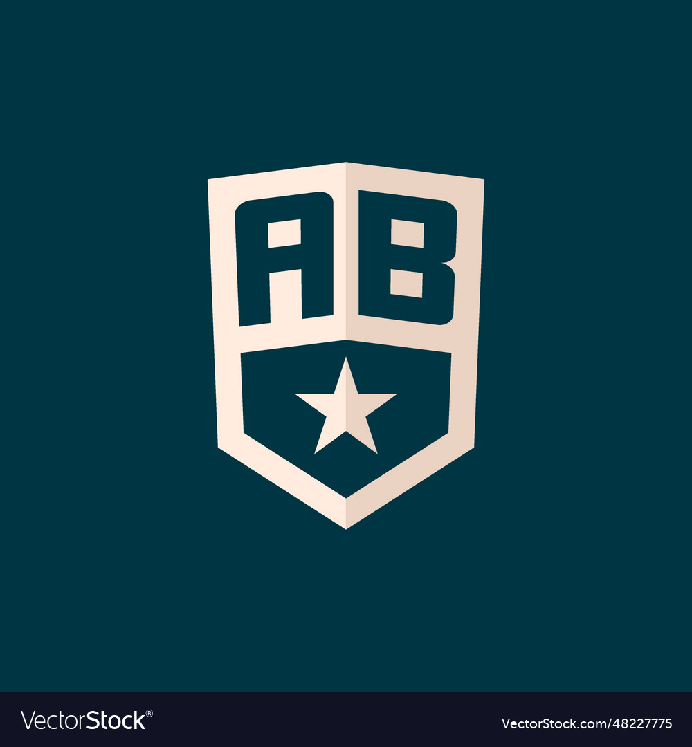 Initial ab logo star shield symbol with simple