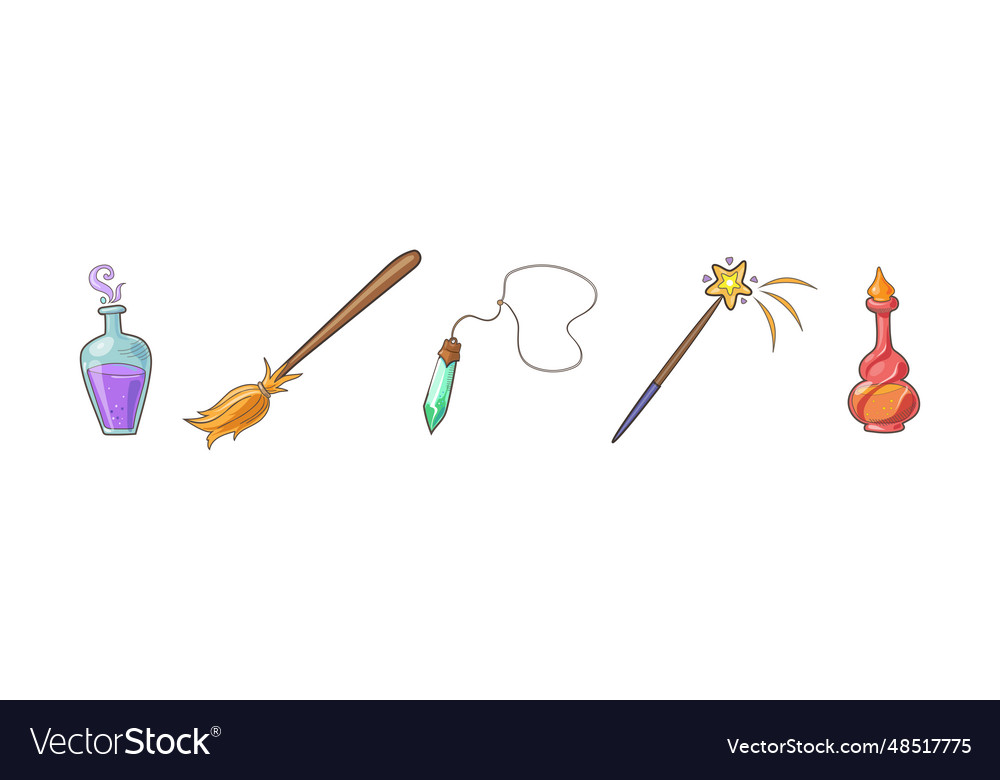 Magische Objekte und Gegenstände für Zaubersturm vector image Magische Objekte und Gegenstände für Zaubersturm