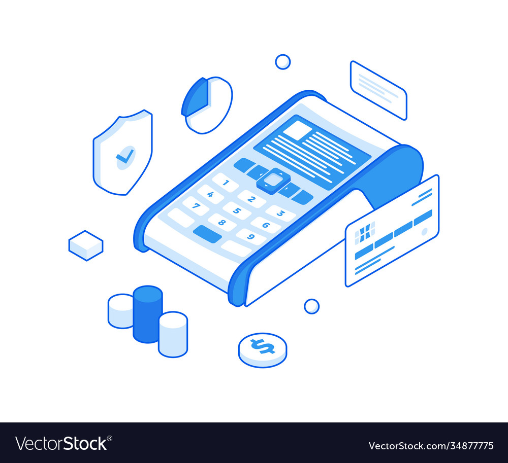 Payment in terminal and protection financial vector image Payment in terminal and protection financial