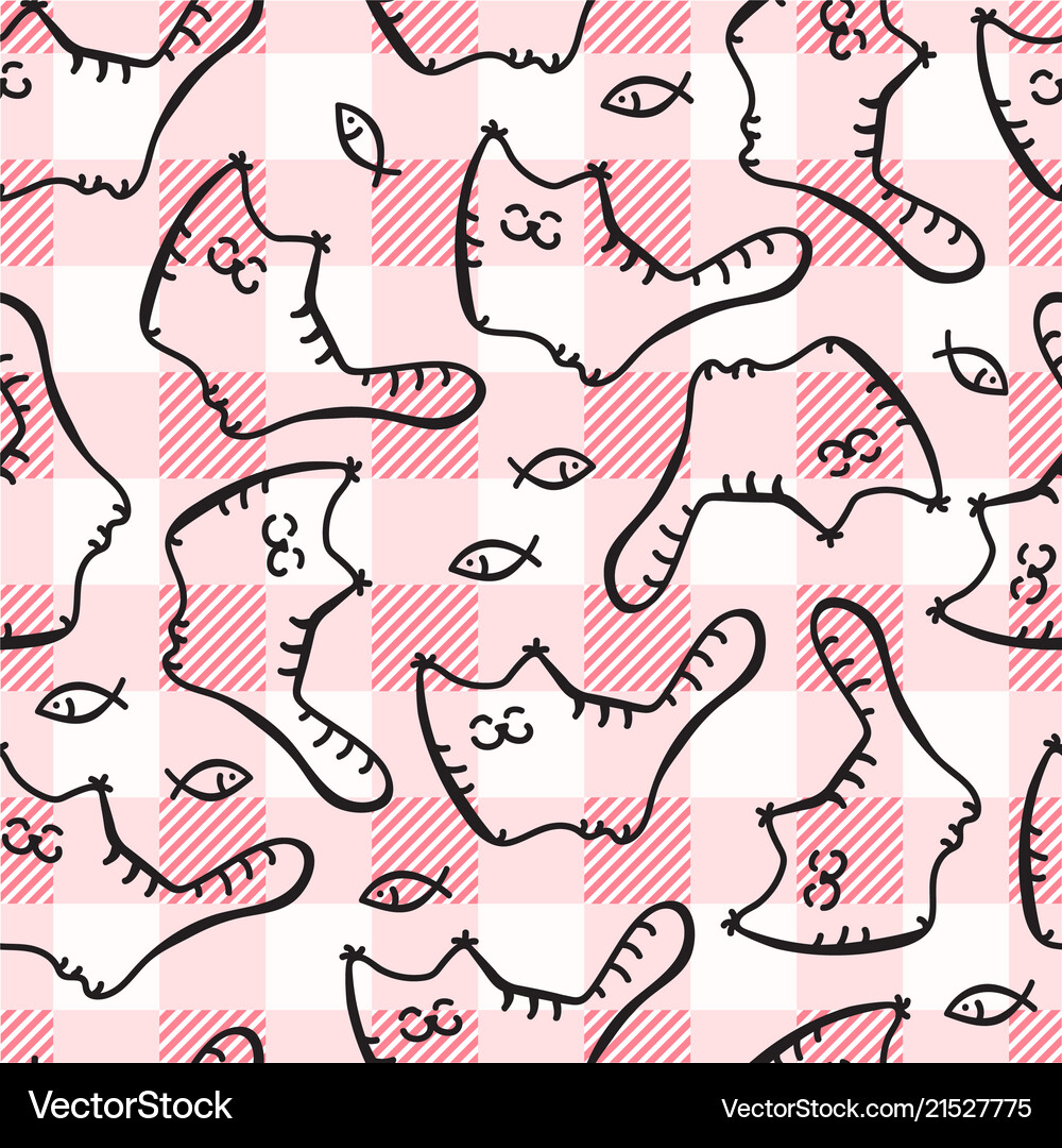 Seamless pattern with cute cats Royalty Free Vector Image