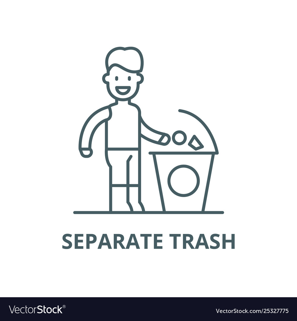 Separate trash line icon linear concept