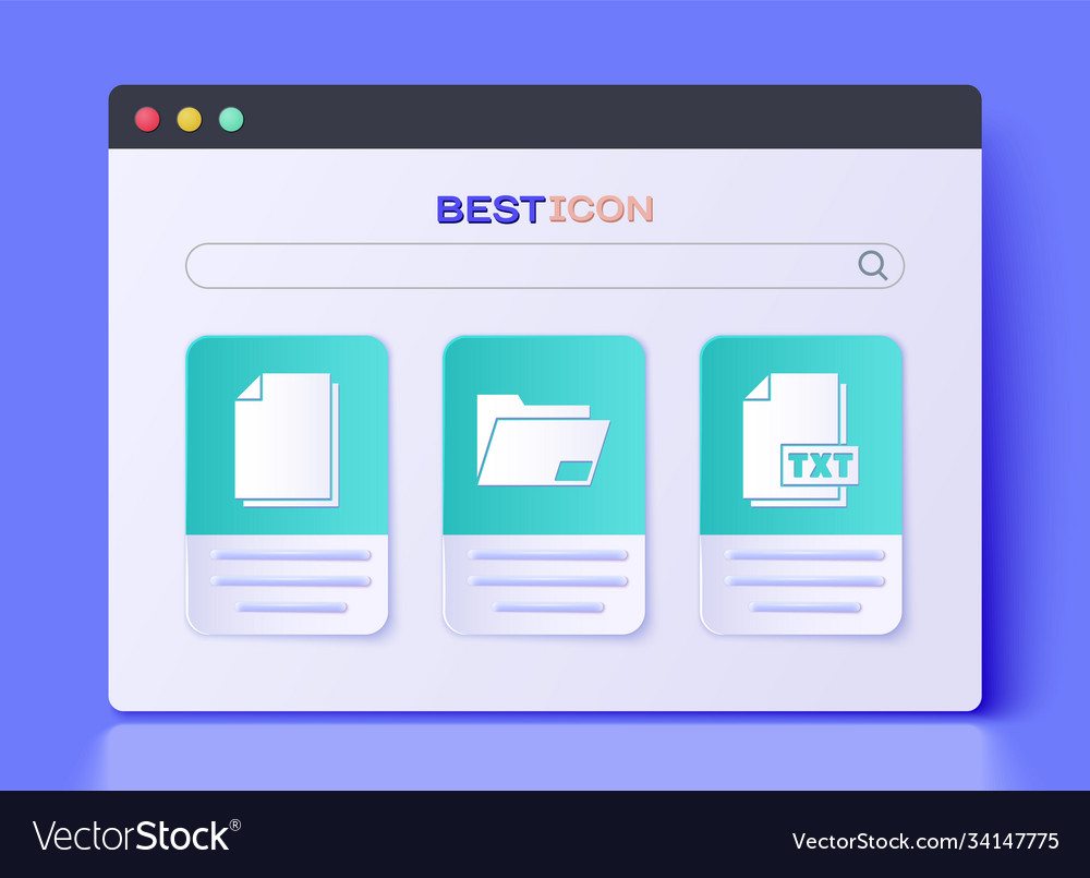 Set document folder and txt file vector image Set document folder and txt file