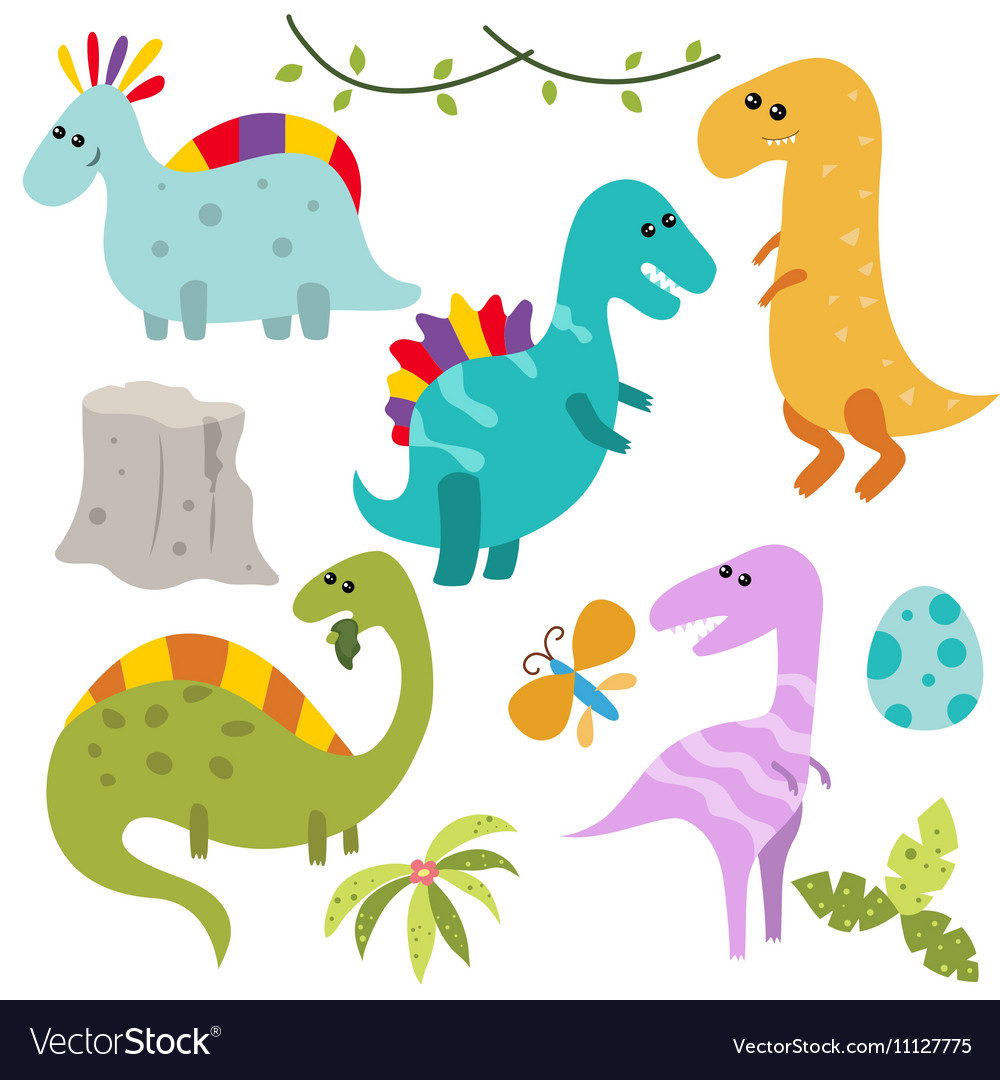 Set funny dinosaurs Royalty Free Vector Image - VectorStock