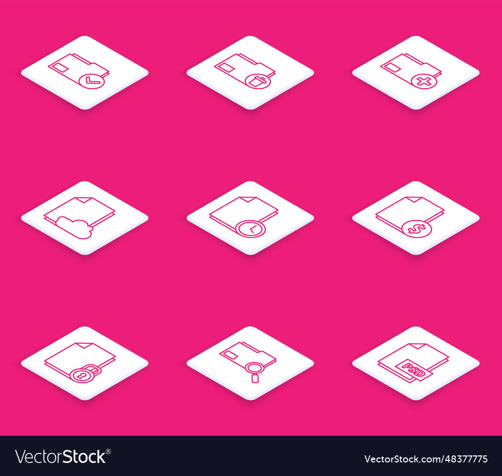 Set line document folder and check mark delete vector image Set line document folder and check mark delete
