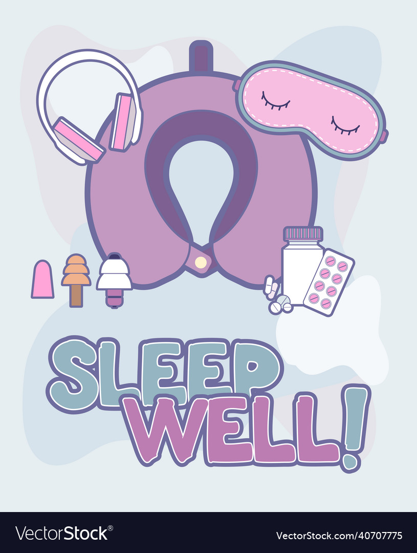 Sleep well poster items Royalty Free Vector Image