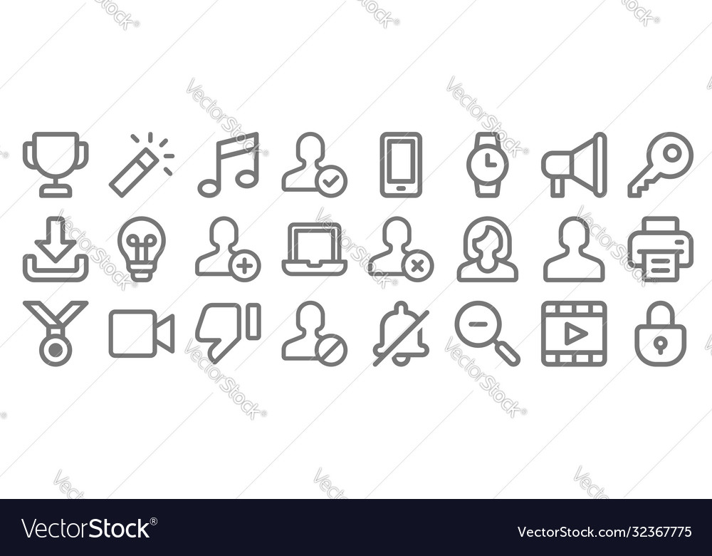 User interface line icons linear set quality vector image User interface line icons linear set quality