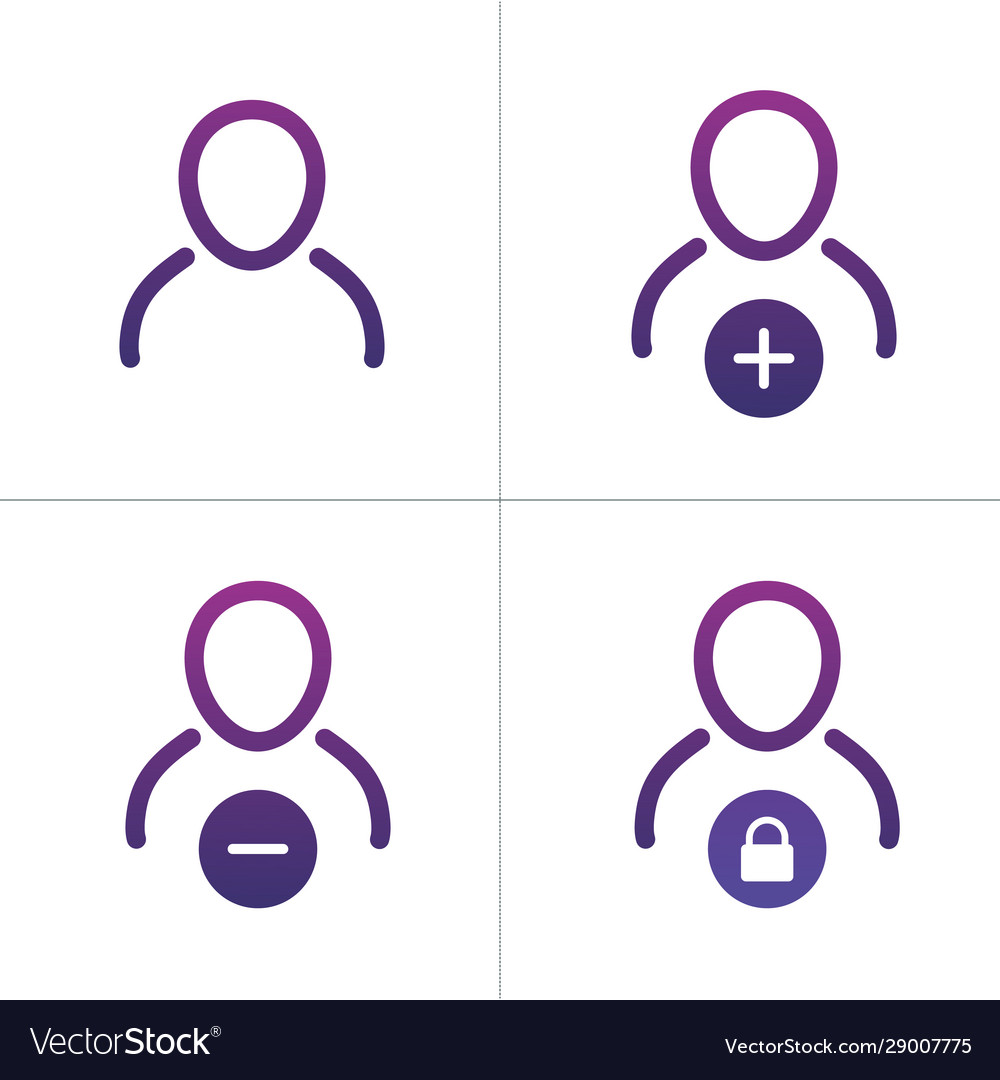 User universal icon set line version outline vector image User universal icon set line version outline
