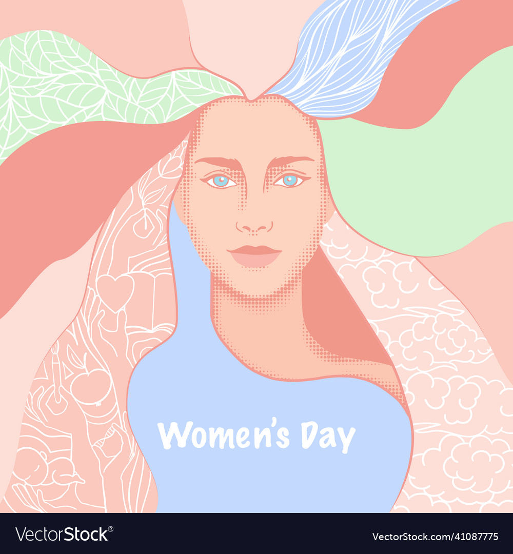 Womens day abstract with woman head Royalty Free Vector