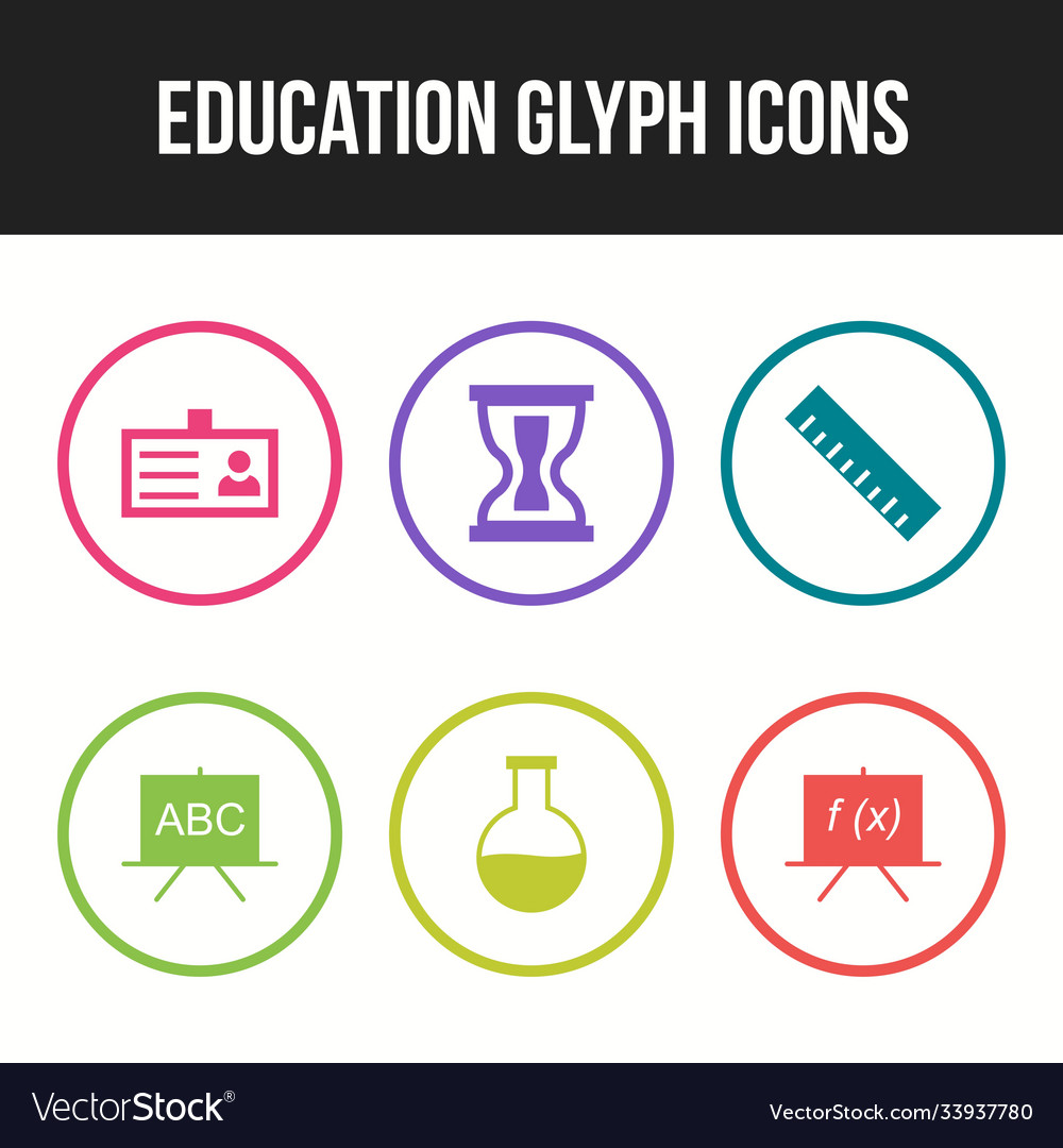Schöne sechs Bildungs-Glyphen-Icon-Set