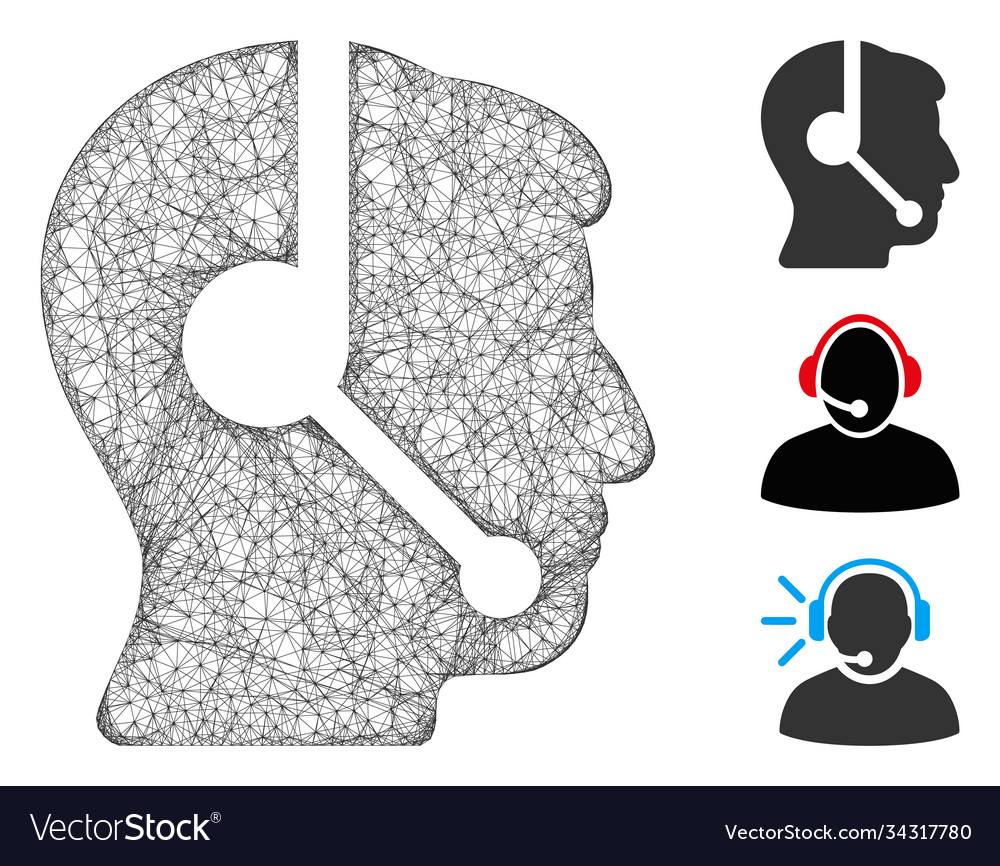 Call center operator polygonal web mesh vector image Call center operator polygonal web mesh
