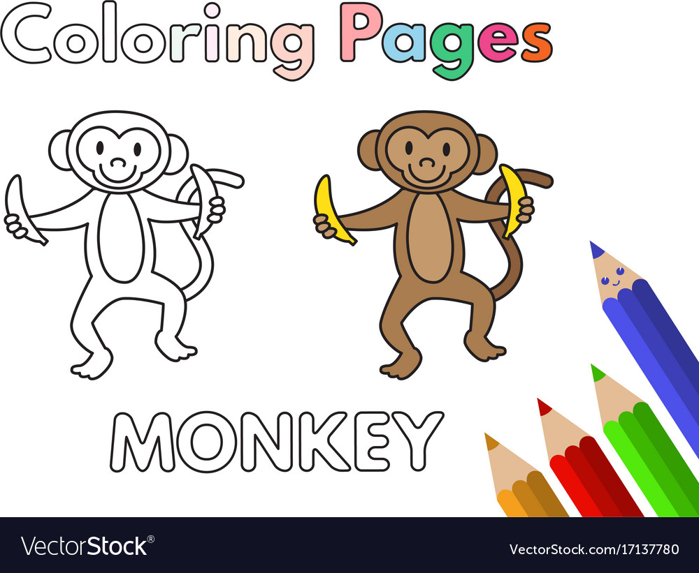 How to Draw a Cute Monkey Step by Step Easy | Coloring Book Page and Drawing  Learn Colors For Kids - YouTube