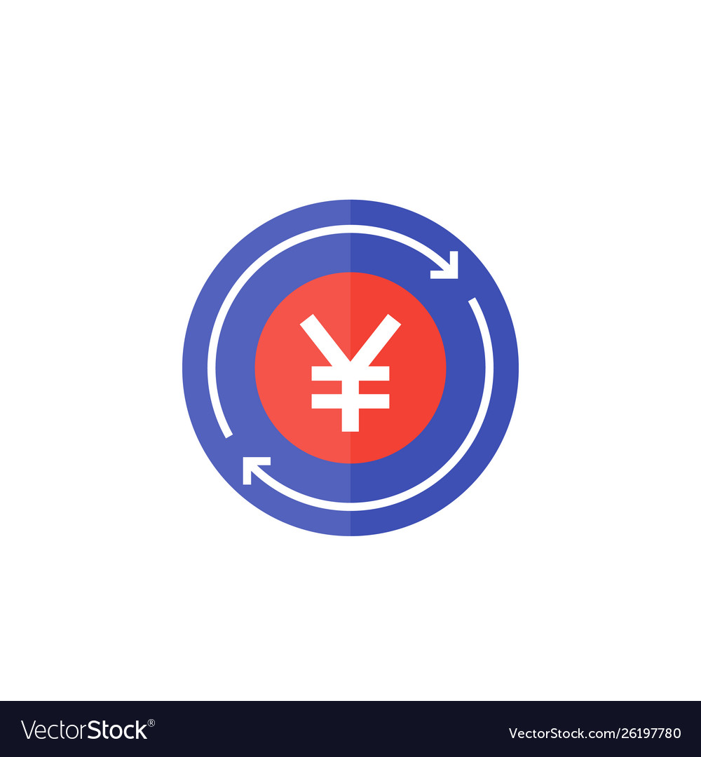 Cashback money refund exchange icon with yuan