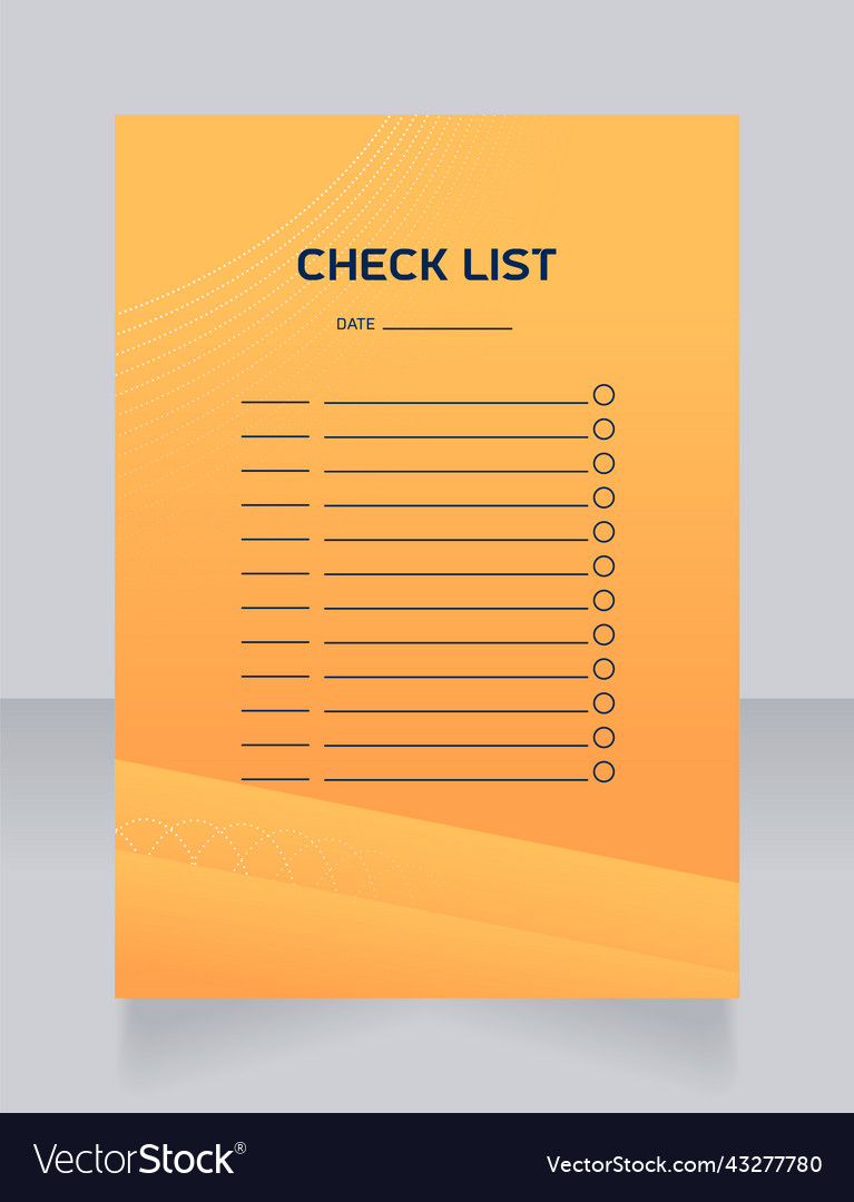 Check list worksheet design template