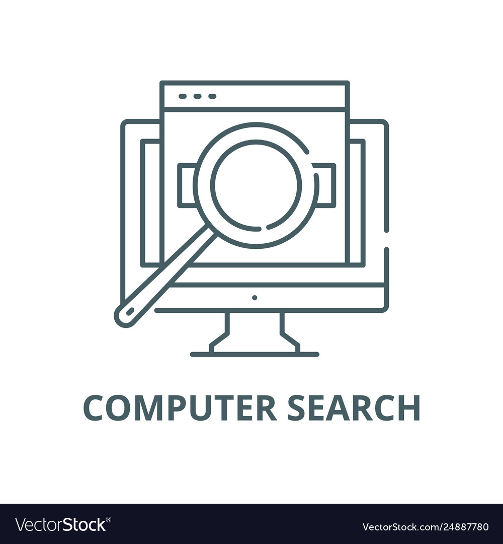 Computer search line icon vector image Computer search line icon