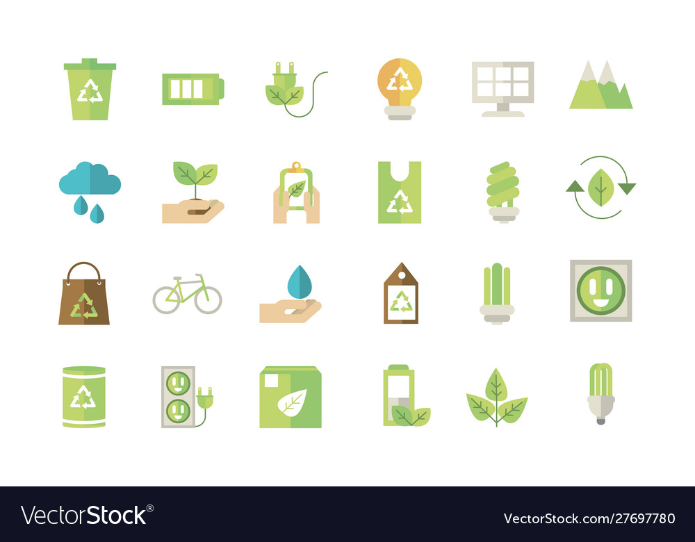 Ecological green energy icons collection