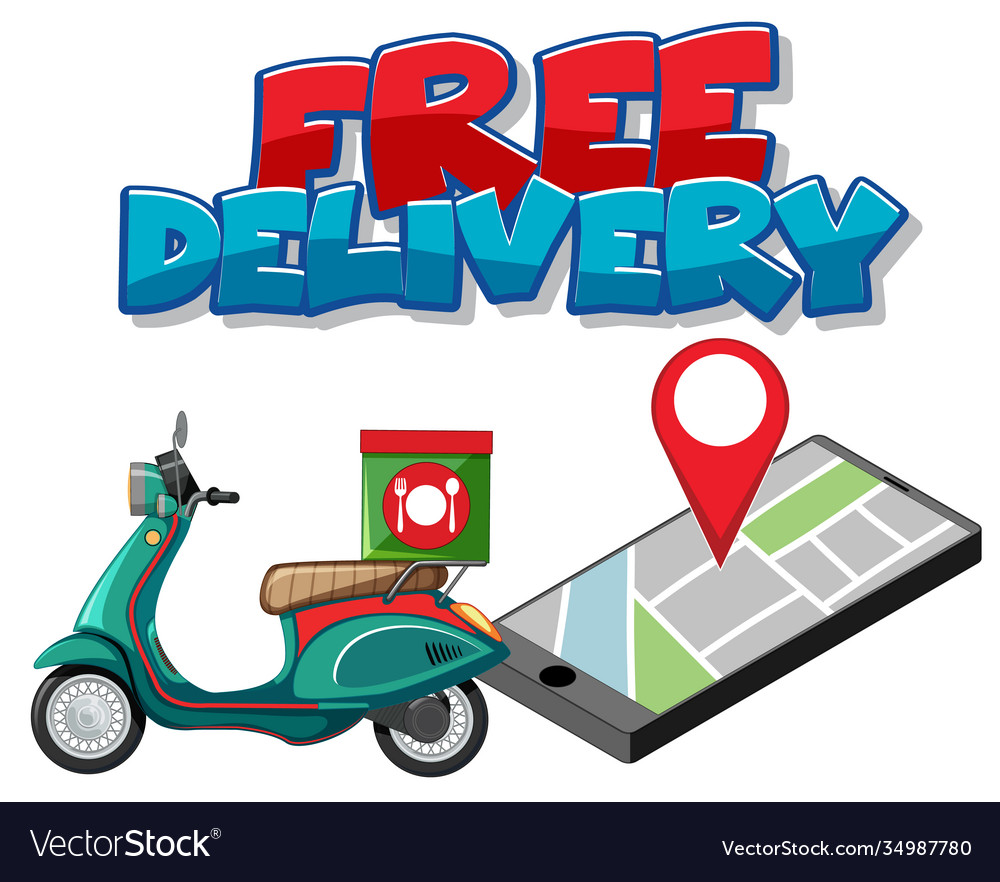 Free delivery logo with motorbike Royalty Free Vector Image