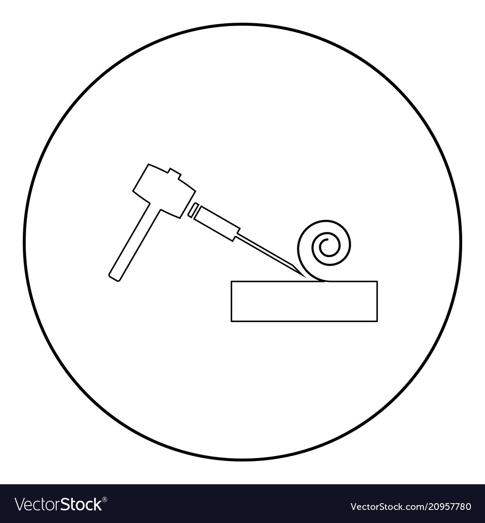 Hammer and wood carpentry icon black color Vector Image