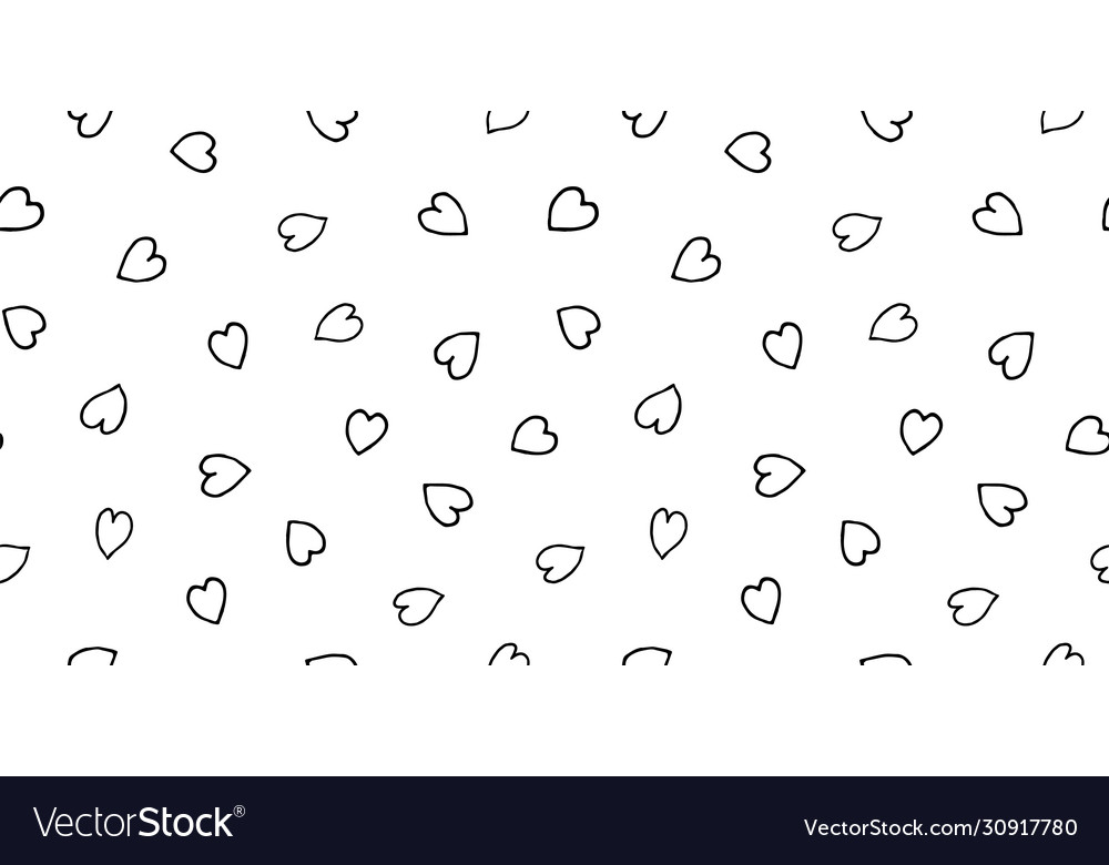 Line art doodle heart pattern