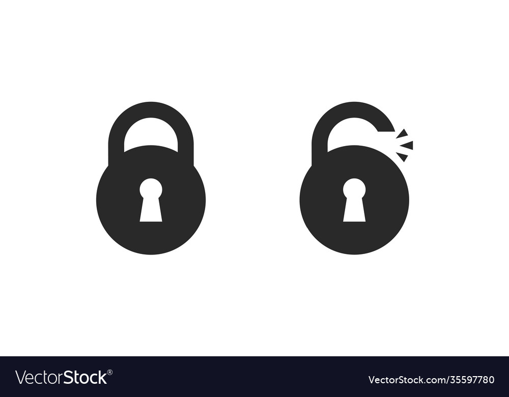 Lock padlock black icon security button isolated vector image Lock padlock black icon security button isolated