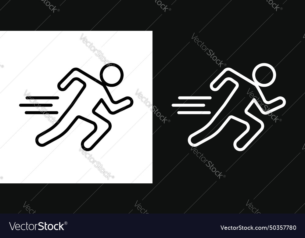 Man fast run icon set runner and speed motion vector image Man fast run icon set runner and speed motion