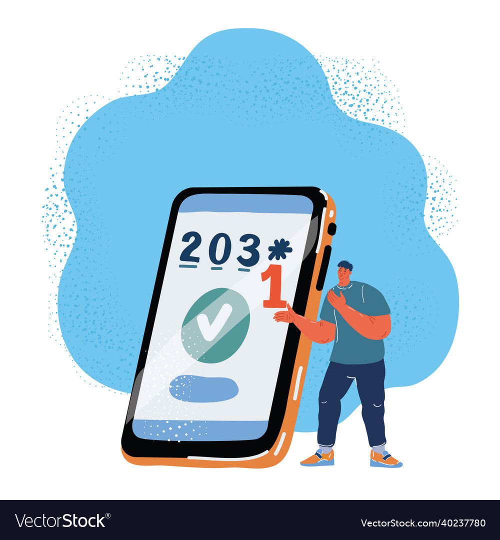 Man using 3d mobile smart Vector Image Man using 3d mobile smart