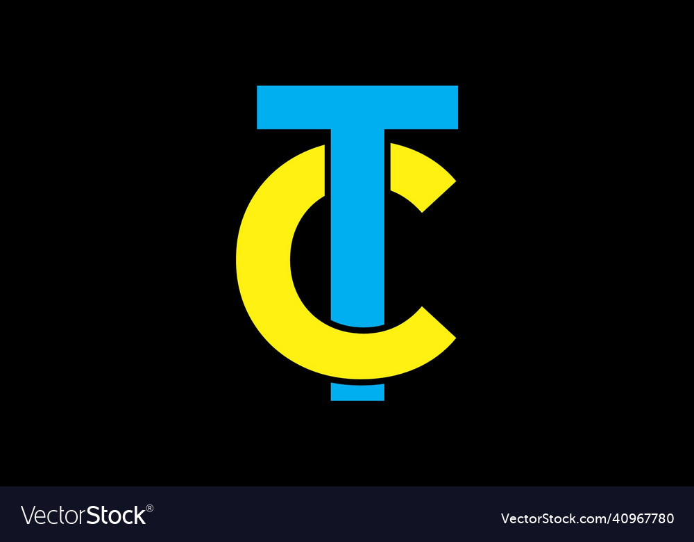 Modern simple tc initial letter vector image Modern simple tc initial letter