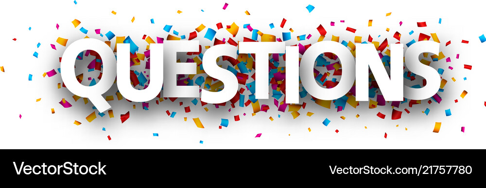 Questions card with colorful confetti Royalty Free Vector