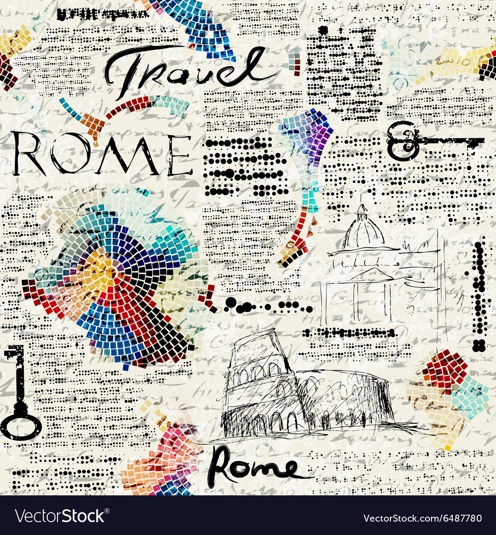 Rome newspaper background Royalty Free Vector Image