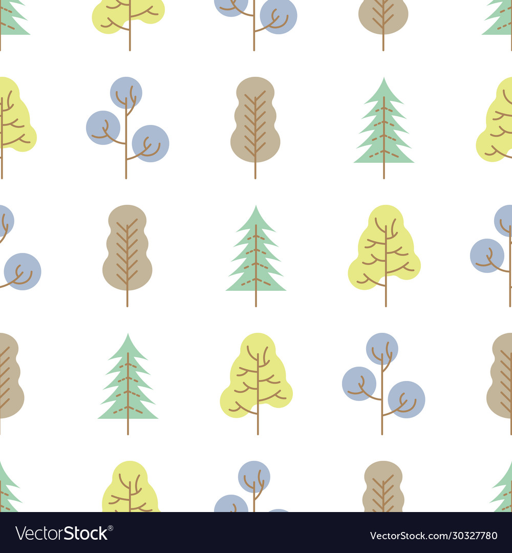 Seamless pattern with colored trees