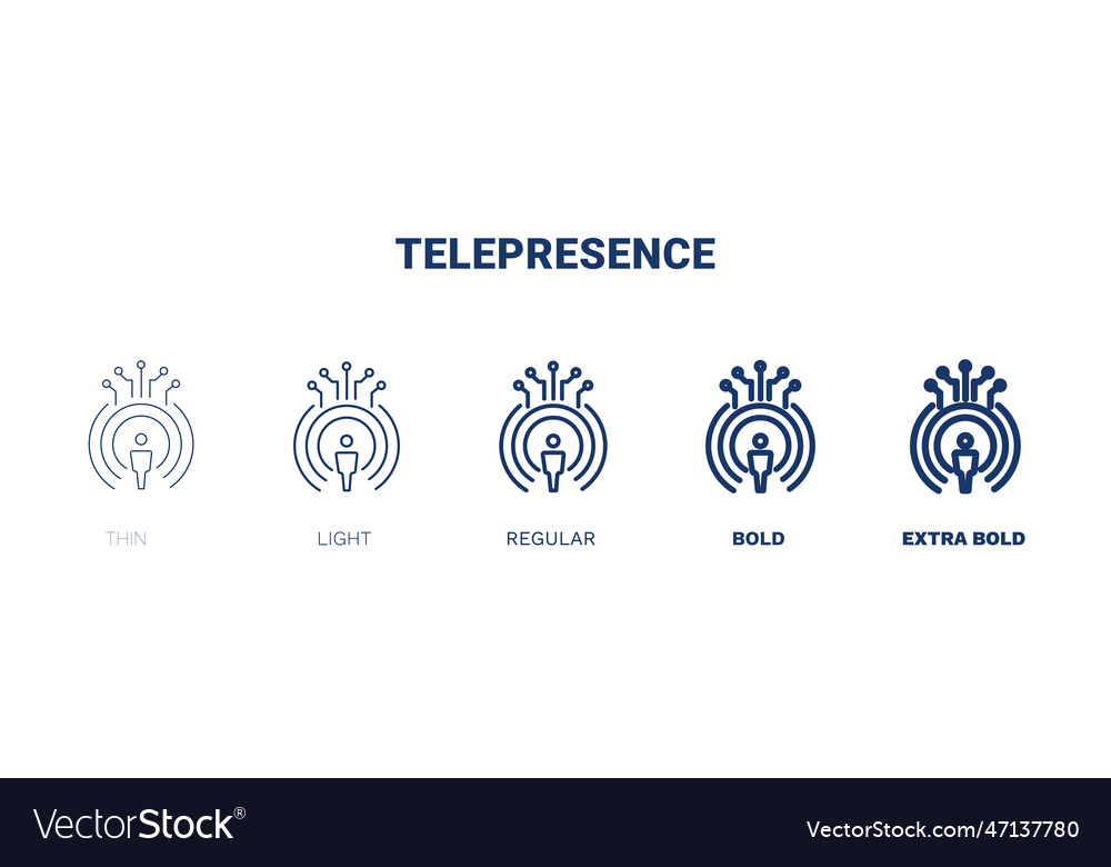 Telepresence icon thin light regular bold black vector image Telepresence icon thin light regular bold black