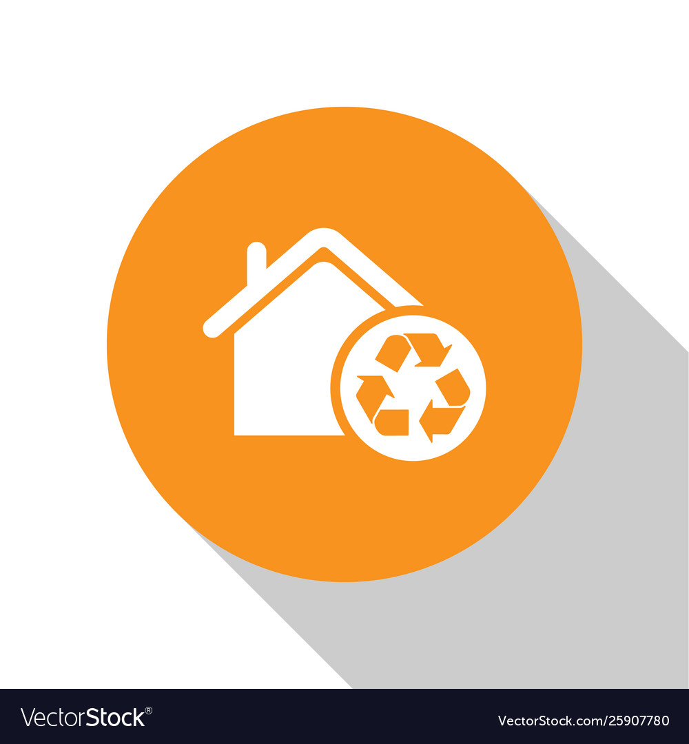 White eco house with recycling symbol icon