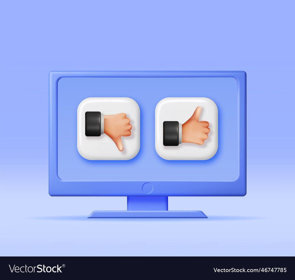 3d thumbs up and down hands in computer Vector Image 3d thumbs up and down hands in computer