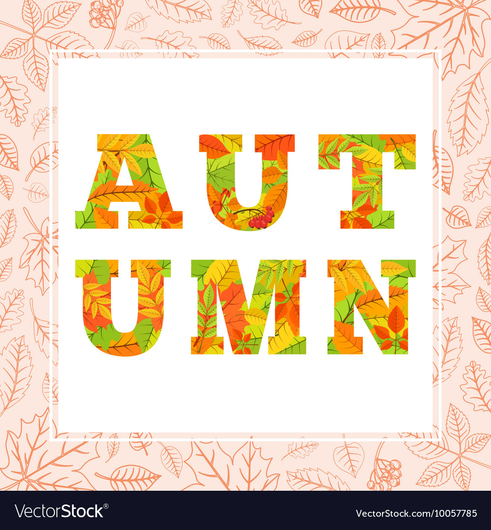 autumn word from colorful leaves fall word